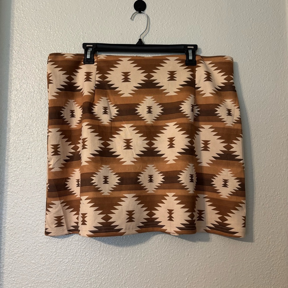 Western Patterned Brown Skirt